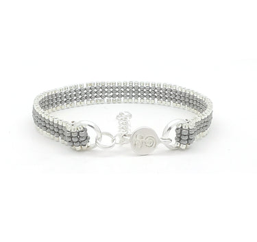 Brazalete Telar Plata Mini Liso Gris Aperlado